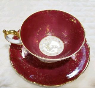 Vintage Royal Bayreuth Floral Tea Cup Saucer Gold Magenta White Bavaria