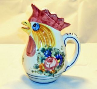 Vintage Ceramic Rooster,  Chicken,  Pitcher,  Jug,  Siena Pottery,  Hand Painted