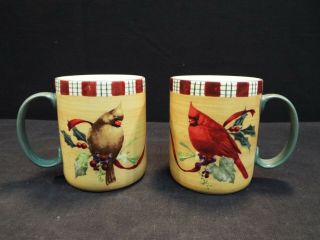 Set Of (2) Lenox Winter Greetings Everyday Cardinal 4 " Mugs