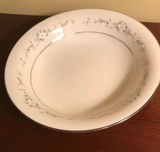 Noritake Ivory China Heather 7548 Silver Trim Floral Coupe Soup Bowl 7 5/8 Inch
