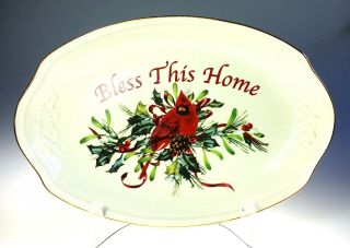Lenox Winter Greeting Oval Sentiment Serving Tray Christmas China