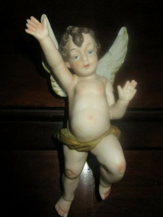 Vintage Antique Capodimonte Flying Angel Cherub Porcelain Figurine,  Ornament
