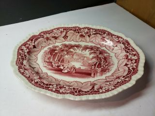 Vintage Masons England Vista Pink Transfer Oval Serving Platter