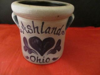 Vintage Crock Pot Rowe Pottery Stoneware Salt Glazed Ashland Ohio