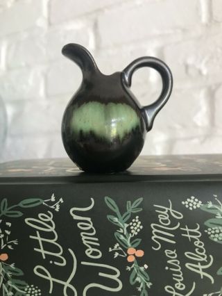 Antique Gunmetal Glaze Belgium Pottery Vase Pitcher Miniature