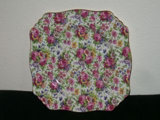 Royal Winton Chintz Summertime Ascot Luncheon / Salad Plate 8 3/4 Inches Square.