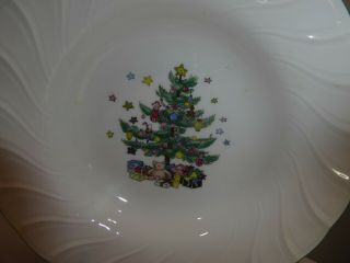Box Set of 4 Nikko Happy Holidays Rim Soup Plates Christmas Tree Swirl Rim 2