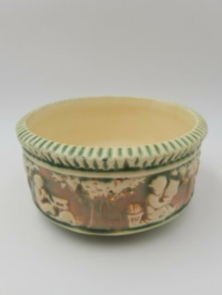 Vintage Antique Roseville Pottery Donatello Cherubs Jardeniere Bowl 6 1/2 " Wide