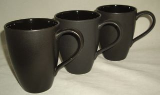 Block Stoneware 3 Tall Coffee/ Hot Chocolate Mugs In " Montauk Black "
