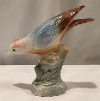 Vintage Royal Copley Vireo Bird Figurine Blue Brown Vgc