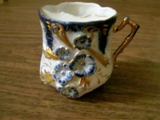 Antique Flow Blue Mustache Mug Cup -