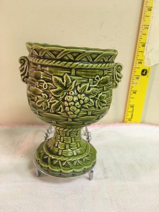 Japanese Green Rustic Grapes Pottery Vase/cup
