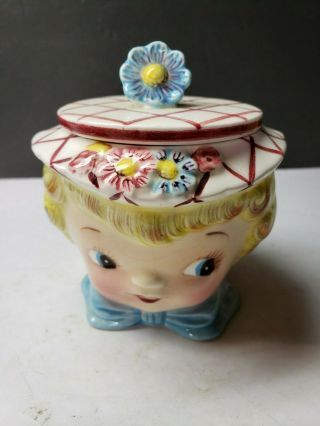 Vintage Lefton China Miss Dainty Little Girl Anthro Sugar Bowl With Lid