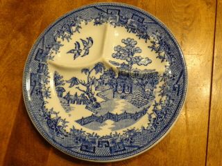 Vintage Sterling China Blue Willow Divided Grill Plate