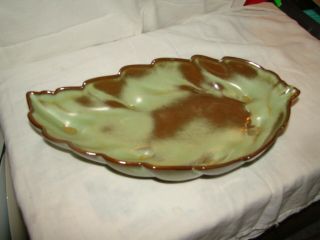 Vintage Frankoma Pottery Plainsman Prairie Green 226 Leaf Serving Bowl