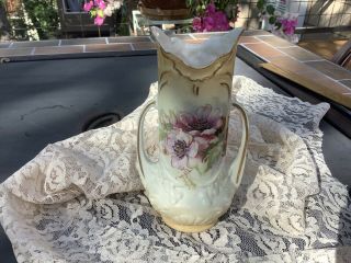 Antique Victoria Austria Porcelain Mini Vase With Assorted Flowers