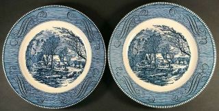 Currier And Ives " The Old Grist Mill " (set Of 2) 10 " Dinner Plate