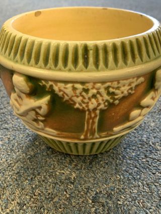 Vintage Roseville Pottery 4 " Donatello Jardiniere Flower Pot Planter Vase