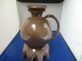 Vintage Frankoma Pottery Brown Coffee Carafe With Lid And Warmer Set