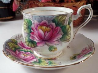 Royal Albert Flower Of The Month Series Cup & Saucer July Water Lily No.  7 Englan