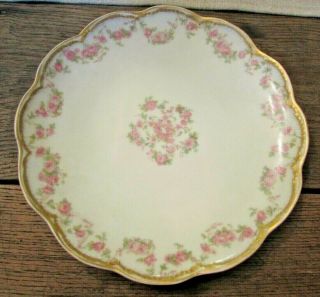 Antique Haviland Limoges France Schleiger Drop Pink Rose Swag Porcelain Plate Wa