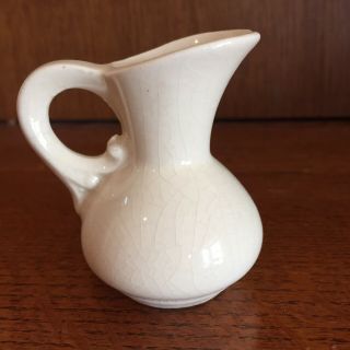 Vintage White Usa Shawnee Pottery 2.  75 " Miniature Mini Pitcher Vase