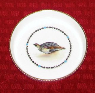 Royal Worcester England Bone China G676 3 5/8 " Partridge Coaster With Gold Exc.