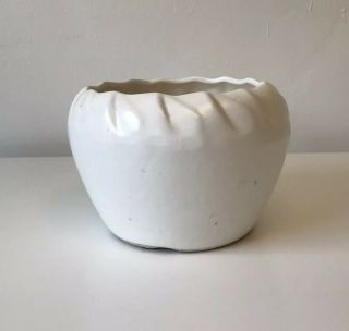 Vintage White Pottery Planter Flower Pot California Pottery Ivory Mccoy Style