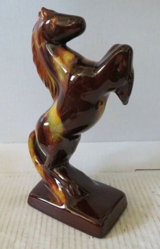 Blue Mountain Pottery Rearing Horse Gold & Brown 9 " Tall