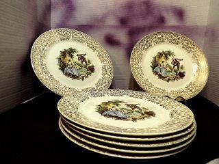Limoges Usa Triumph D’or China 7 Plates 22k Gold 1t - 2s84