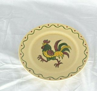 Vintage Metlox Poppytrail Ca Provincial Green Rooster Dinner Plates - 10 "