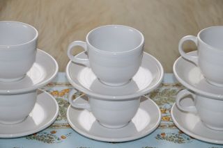 Set Of 6 Fiesta - Ware Tea Cups & Saucers White