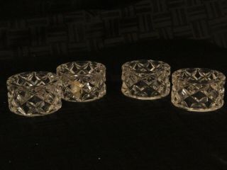 Set Of 4 Crystal Napkin Rings By Gorham With Diamond Pattern
