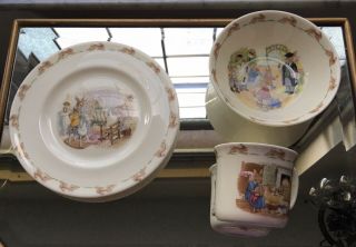 Vintage Royal Doulton Bunnykins Dishes Plate Cup Bowl - But