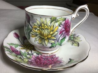 Royal Albert Bone China Hand Painted Cup/ Saucer Flower/month 11 Chrysanthem