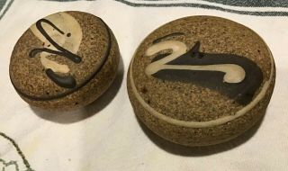 Vintage One Of Kind Studio Art Pottery Salt Pepper Shakers Chinese Asian Kitchen