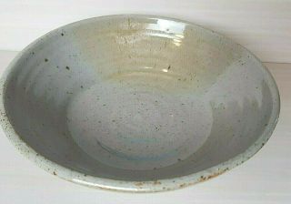 Hand - Made Signed Glazed Clay Pottery Bowl (9 " Dia.  X 3 " High) Speckled Grey Bowl
