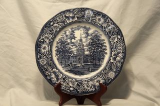 Liberty Blue “independence Hall” Ironstone Dinner Plate Blue & White