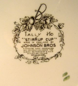 JOHNSON BROS TALLY HO - STIRRUP CUP DINNER PLATE 10 5/8 
