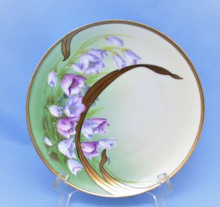 Vintage P.  T.  Bavaria Germany Salad Plate Lilies Of The Valley Gold Hand Painted