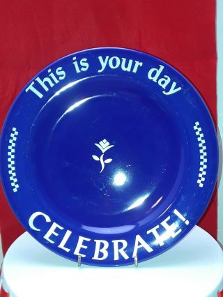 Pampered Chef This Is Your Day Celebrate 10 1/2” Diameter Plate Cobalt Blue