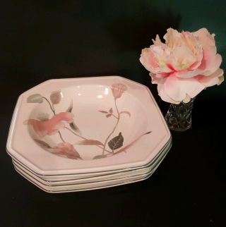 Mikasa Silk Flowers Set Of 4 Rim Soup Bowls