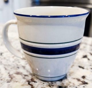 Tienshan Large Stoneware Country Crock Coffee Mug Tea Cup Blue Stripe