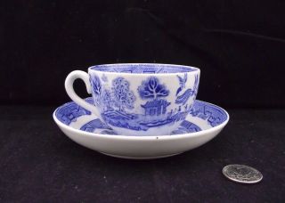 Antique Blue Willow Royal Grafton Bone China Cabinet Tea Cup And Saucer