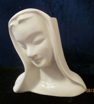 Vintage White Ceramic Madonna Head Vase/planter By Walker Potteries -