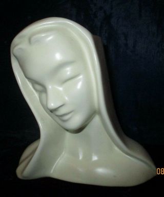Vintage White Ceramic MADONNA HEAD VASE/PLANTER by Walker Potteries - 2