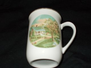 2 Vintage Currier and Ives Spring and Autumn Mugs/Cups Tea Coffee Country 4 