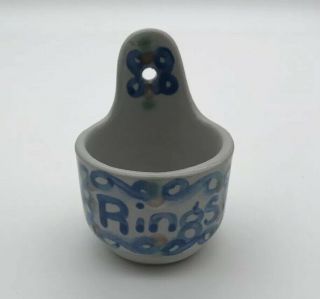 M A Hadley Art Pottery Stoneware Wall Ring Holder - Signed