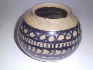 Vintage Stoneware/pottery Cobalt Blue Urn Crock Jar Pot Vase Studio? Unsigned