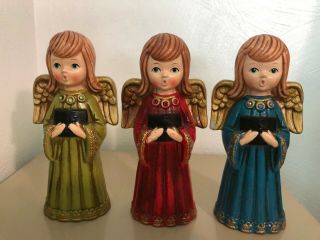 Vintage Ardco Fine Quality Dallas Set Of 3 C - 2084 Choir Angels Made In Japan